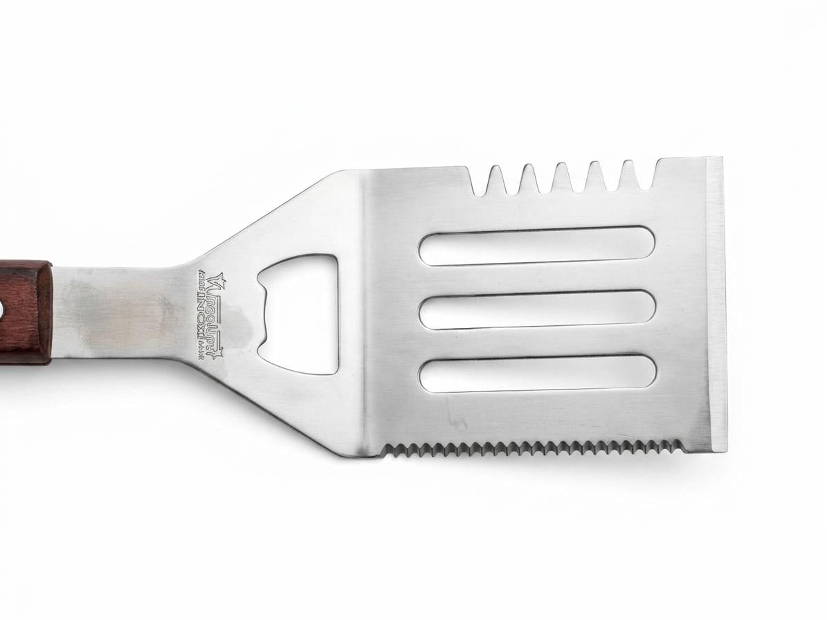 boxob kit utensili barbecue da 3 pezzi in acciaio inox con manico in legno ean 8055594872320