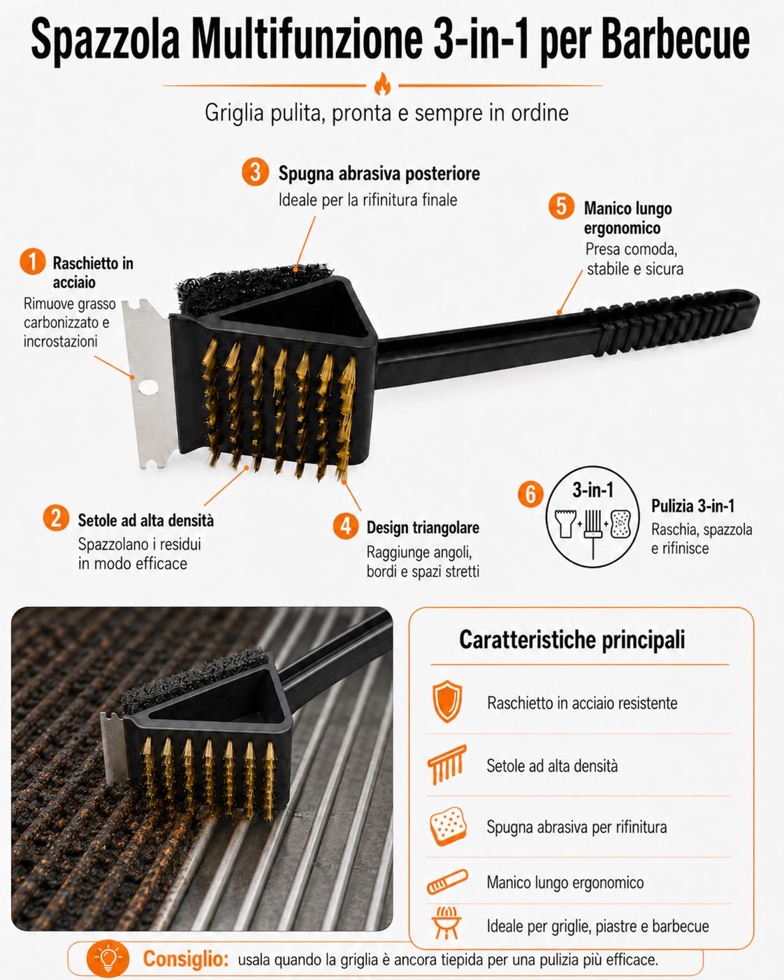 boxob spazzola per pulizia barbecue 3 in 1 ean 8055594872276