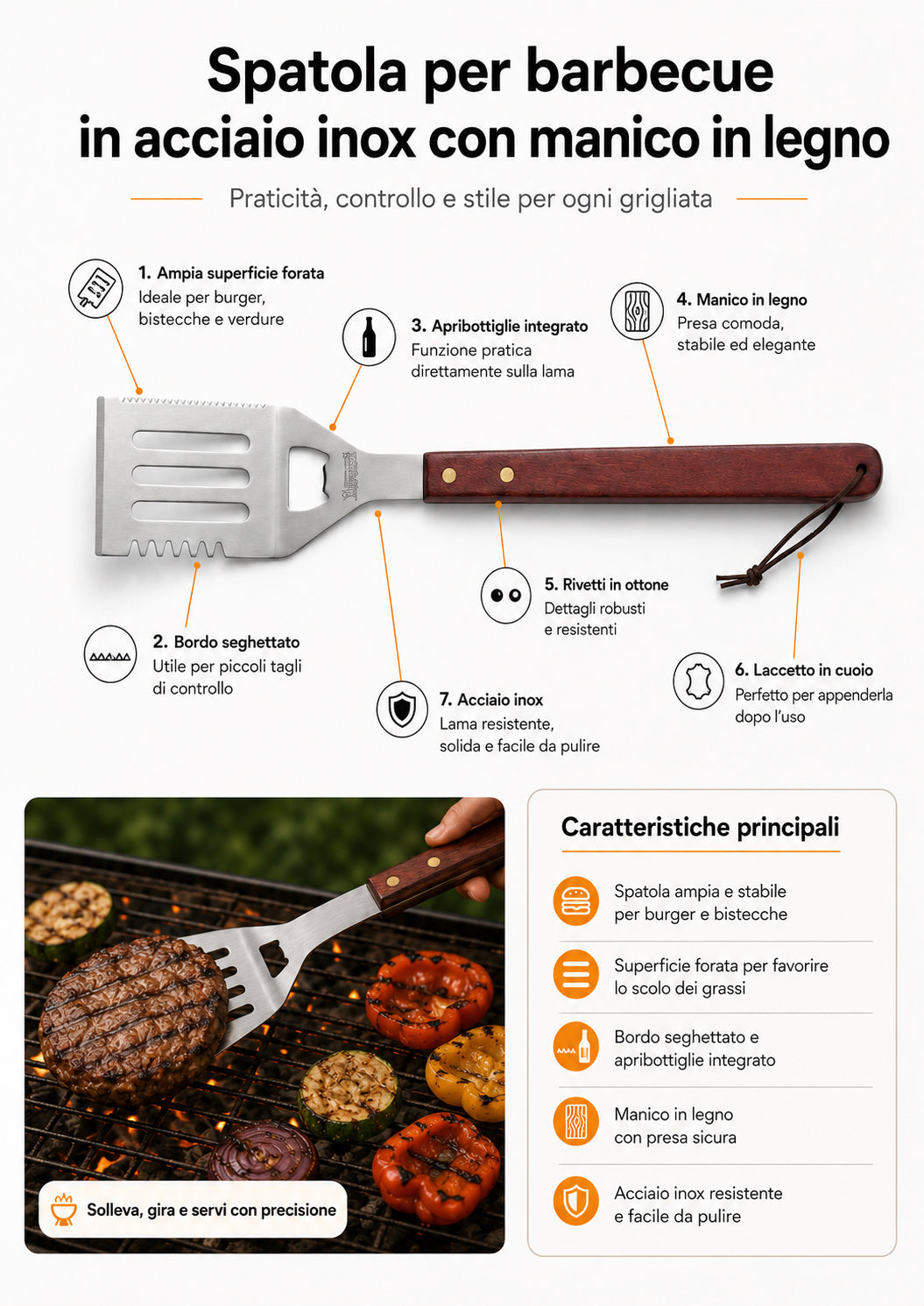 boxob spatola per barbecue in acciaio inox con manico in legno ean 8055594872238